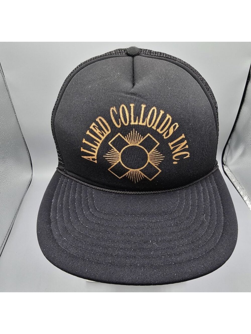 Vintage Allied Colloids Inc. Adjustable Mesh Back Black Snapback Trucker Hat